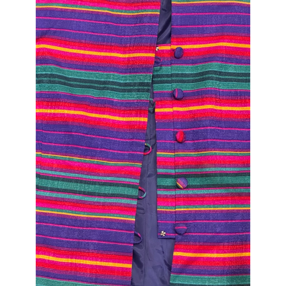 Vintage Adrianna Papell Women’s Safe Silk Colorful Striped Jacket Size 4P - Picture 8 of 8